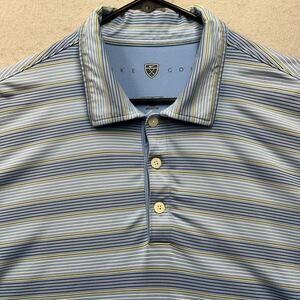 Nike Golf Dri-Fit UV Polo Shirt Large Blue Striped Performance Mens